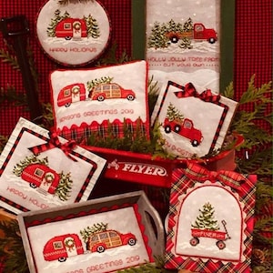 Counted Cross Stitch Pattern, Home for the Holidays, Christmas Decor, Ornaments, Pick Up Truck, Evergreen, Sue Hillis Designs, PATTERN ONLY