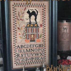Counted Cross Stitch Pattern, Midnight Watch, Black Cat, Halloween, Halloween Sampler, Blackbird Designs, PATTERN ONLY
