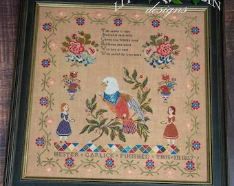 Counted Cross Stitch Pattern, Hester Garlick 1852, Antique Adaptation Sampler, Inspirational, Little Robin Designs, PATTERN ONLY