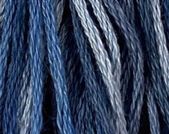 Valdani, 6 Strand Cotton Floss, M68, Blue Clouds, Embroidery Floss, Variegated Floss, Hand Dyed Floss, Wool Applique, Punch Needle