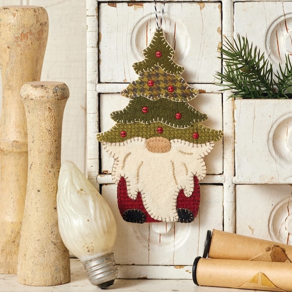 Wool Applique Pattern, Oh Christmas Gnome, Gnome Ornament, Christmas Ornaments, Santa Claus, Christmas Decor, Buttermilk Basin, PATTERN ONLY