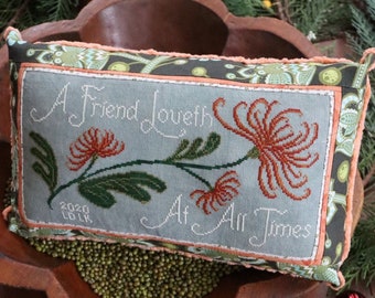 Cross Stitch Pattern, Friendship, Language of Flowers, Scripture, Inspirational, Ornament, Pillow Tuck, The Blue Flower, PATTERN ONLY