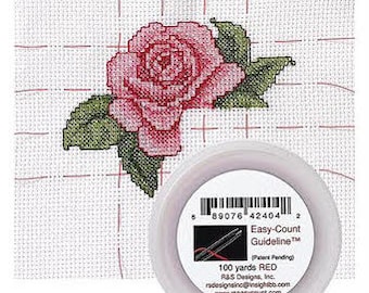Easy-Count Guideline, Cross Stitch Marking, Red Guideline, R & S Designs, Grid Line, Cross Stitch Guideline, Easy Count Guideline, Grid Line