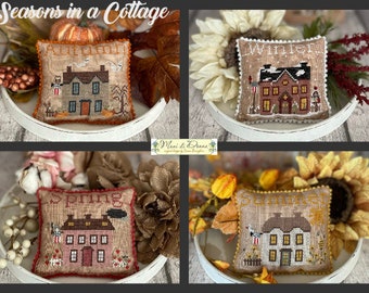 Counted Cross Stitch, Seasons In a Cottage, Pillow Tucks, Pillow Ornaments, Bowl Fillers, Seasonal, Mani di Donna, PATTERN ONLY