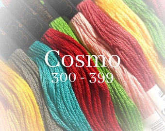 Cosmo, 300 - 399, 6 Strand Cotton Floss, Size 25, Embroidery Floss, Cross Stitch Floss, Punch Needle, Embroidery, Wool Applique, Quilting