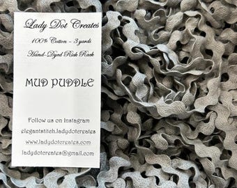 Rick Rack Trim, Mud Puddle, Lady Dot Creates, Hand Dyed Rick Rack, Cotton Rick Rack Trim, Sewing Notion, Sewing Accessory, Sewing Trim
