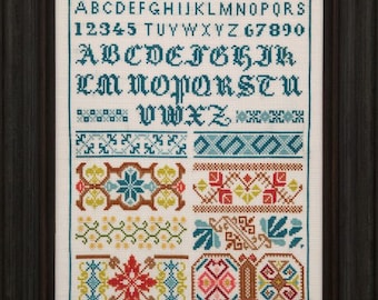 Counted Cross Stitch Pattern, Emilie Kalwar 1890, Reproduction Sampler, Scottish School Sampler, Hands Across the Sea, PATTERN ONLY