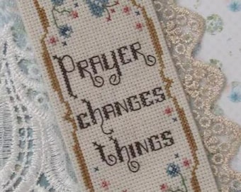 Counted Cross Stitch Pattern, Prayer Changes Things, Bookmark Series, Encouragement, Morning Glories, KiraLyn's Needlearts, PATTERN ONLY