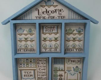 Counted Cross Stitch Pattern, Tea House, Autumn Decor, Flowers, Bees, Around the House Collection, KiraLyn's Needlearts, PATTERN ONLY