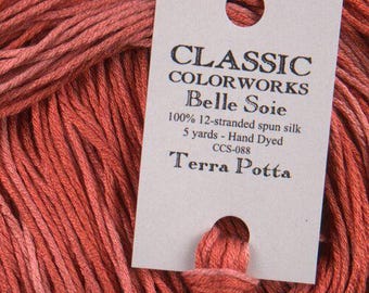 Belle Soie, Terra Potta, Classic Colorworks, 5 YARD Skein, Hand Dyed Silk, Embroidery Silk, Counted Cross Stitch, Embroidery Thread