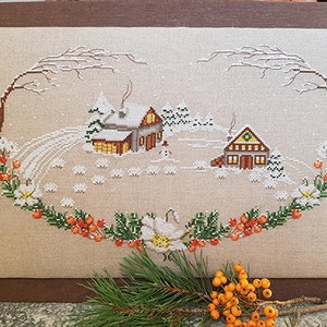 Counted Cross Stitch Pattern, Un Cuore di Montagna, A Mountain Heart, Winter Decor, Winter Landscape, Serenita di campagna, PATTERN ONLY