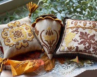 Counted Cross Stitch Pattern, Samplings of Lace, Autumn, Seasonal Series, Autumn Decor, Pinkeep, Jan Hicks Creates, PATTERN ONLY