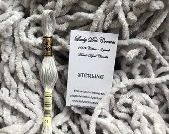 Chenille Trim, Sterling, Lady Dot Creates, Hand Dyed Chenille, Cotton Chenille Trim, Sewing Notion, Sewing Accessory, Sewing Trim