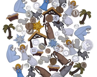 Nativity, Button Value Pack, Christmas Buttons, 2 Hole Buttons, 4 Hole Buttons, Craft Buttons, Holiday Buttons, VP337, Buttons Galore & More