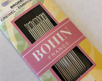 Embroidery Needles, Crewel Needles, Bohin, #5 Embroidery Needles, Crewel Embroidery, Hand Stitchery, Heirloom Embroidery, Fine Point Needles