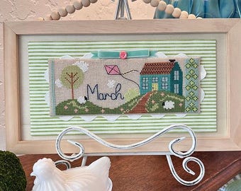 Counted Cross Stitch Pattern, The March House, My Father's House Collection, Sheep, Kite, Trees, Spring Decor, Luhu Stitches, PATTERN ONLY