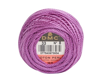 DMC Perle Cotton, Size 8, DMC 33, Fuchsia, Pearl Cotton Ball, Embroidery Thread, Punch Needle, Embroidery, Penny Rug, Sewing Accessory