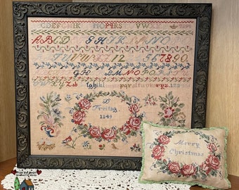 Counted Cross Stitch Pattern, D Freitag 1849 Sampler, Antique Reproduction, Reproduction, From the Heart Needleart, PATTERN ONLY