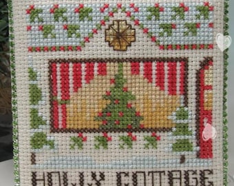 Counted Cross Stitch Pattern, Holly Cottage Block, Christmas Village Series, Christmas Decor, Holly, KiraLyn's Needlearts, PATTERN ONLY
