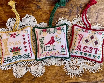 Counted Cross Stitch Pattern, Vintage Christmas Alphabet, Alphabet Series, Bowl Filler, Pillow Ornaments, Jan Hicks Creates, PATTERN ONLY