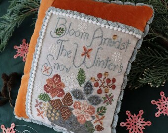 Cross Stitch Pattern, Winter Blooms, Christmas Bowl Filler, Hymn, Inspiration, Christmas Ornament, The Blue Flower, PATTERN ONLY