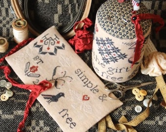 Counted Cross Stitch, Simple & Free, Needle Roll, Pin Drum, Beth Twist, Heartstring Samplery,  PATTERN ONLY