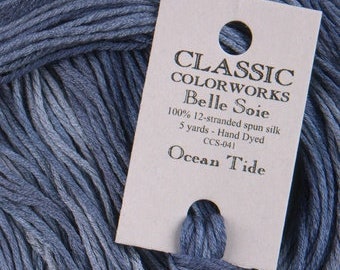 Belle Soie, Ocean Tide, Classic Colorworks, 5 YARD Skein, Hand Dyed Silk, Embroidery Silk, Counted Cross Stitch, Hand Embroidery Thread