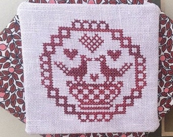 Counted Cross Stitch Pattern, Quirky Quaker Love Birds, Country Rustic, Pillow Ornament, Bowl Filler, Darling & Whimsy Designs, PATTERN ONLY