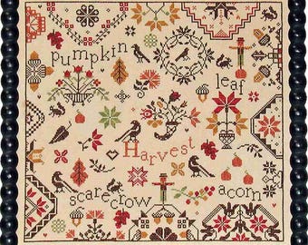 Counted Cross Stitch Pattern, Simple Gifts, Harvest, Autumn Decor, Scarecrow, Crows, Acorns,  Motifs, Praiseworthy Stitches, PATTERN ONLY