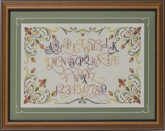 Counted Cross Stitch, Elphabet Elegance, Alphabet, Numbers, Classroom Decor, Cheryl Granda, Glendon Place, PATTERN ONLY