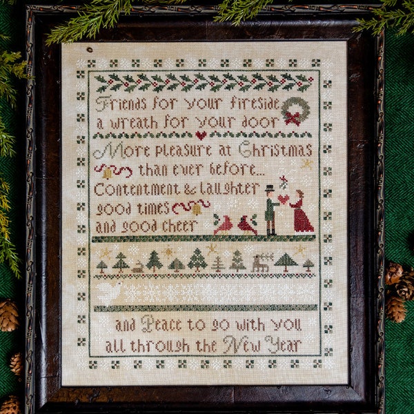 Counted Cross Stitch Pattern, Hearthside Christmas, Christmas Sampler, Christmas Decor, Pin Pillow, Erica Michaels, PATTERN ONLY