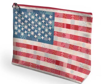 Project Bag, Americana, Notions Bag, Zipper Project Bag, Vinyl Notions Bag, Zipper Pouch, Lori Holt, Riley Blake Designs