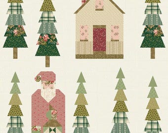 Quilt Pattern, Silent Night, Christmas Quilt, Applique Quilt, Pieced Quilt, Evergreen Trees, Santa, Laundry Basket Quilts, PATTERN ONLY