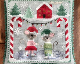 Counted Cross Stitch Pattern, Mice on Ice, Mousecapades Series 1, Christmas Decor, Candy Canes, Luminous Fiber Arts, PATTERN ONLY