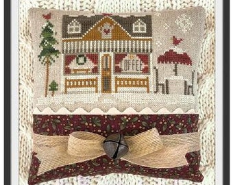 Counted Cross Stitch Pattern, Coffee Shop, Hometown Holiday, Ornament Pillow, Christmas Ornament, Little House Needleworks, PATTERN ONLY