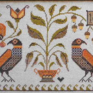 Counted Cross Stitch Pattern, Autumn Fraktur, Autumn Decor, Fall Decor, German Fraktur, Primitive Decor, Plum Street Samplers PATTERN ONLY