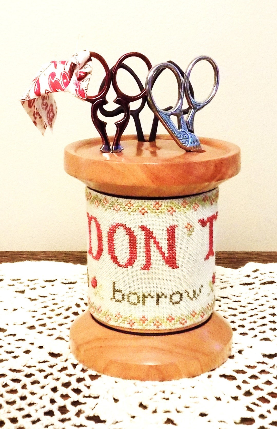 Counted Cross Stitch Pattern, Don't Touch Scissor Spool, Sampler ...