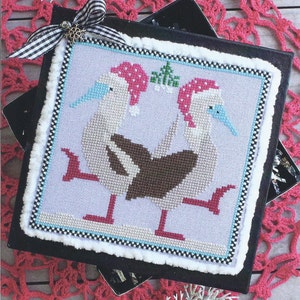 Counted Cross Stitch Pattern, December Dance, Winter Decor, Red Footed Boobies, Christmas Decor, Cottage Chic, Lindy Stitches, PATTERN ONLY