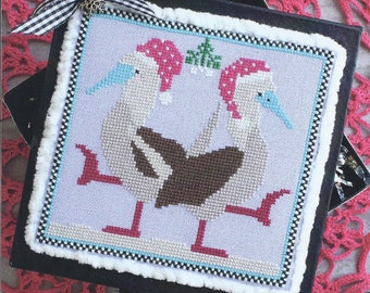 Counted Cross Stitch Pattern, December Dance, Winter Decor, Red Footed Boobies, Christmas Decor, Cottage Chic, Lindy Stitches, PATTERN ONLY