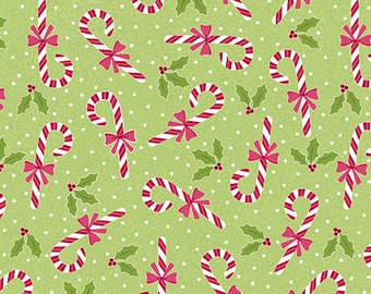 Quilt Fabric, Joy, Candy Canes, Lime, Christmas Fabric, Holiday, Benartex, Contempo, Cherry Blossom Quilting, Cherry Guidry