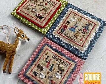 Counted Cross Stitch Pattern, Christmas Square Dance 4, Christmas Decor, Nutcracker, Wise Men, Santa, Ornament, Heart in Hand, PATTERN ONLY