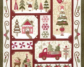 Quilt Pattern, Sew Merry, Applique Block Quilt, Winter Decor, Christmas Decor, Snowmen, Trees, Deer, Yo-Yos, The Quilt Company, PATTERN SET