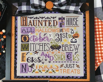 Counted Cross Stitch, Halloween Letters, Halloween Decor, Bowl Filler, Ghosts, Bats, Lindsey Weight, Primrose Cottage Stitches