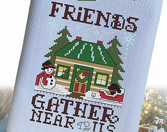 Counted Cross Stitch Pattern, December, Friends Gather Near, Seasonal Towels of the Month, Christmas Decor, Stoney Creek, PATTERN ONLY