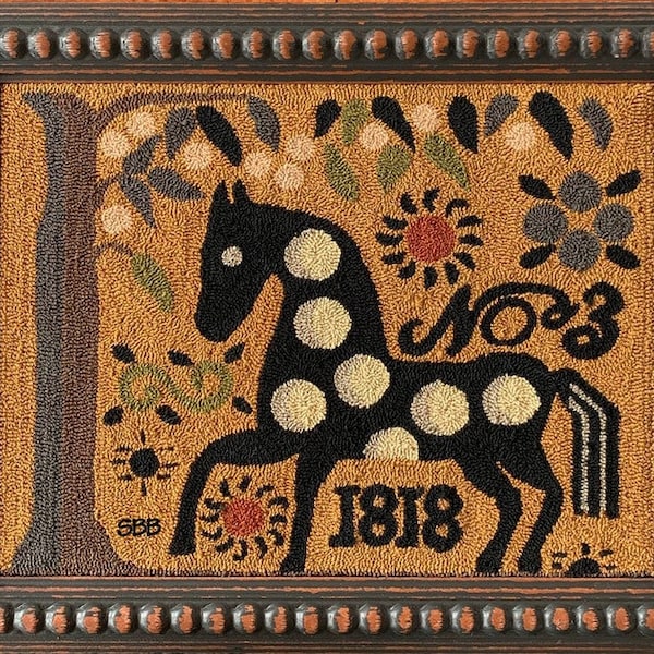 Punch Needle Pattern, Spot the Horse, 1818, Country Decor, Textural Design, Punch Needle Patterns, Carriage House Samplings, PATTERN ONLY