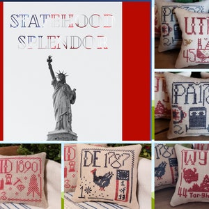 Counted Cross Stitch Pattern, Statehood Splendor Series, Patriotic, Americana, Bowl Fillers, Ornaments, Thread Milk Designs, PATTERN ONLY