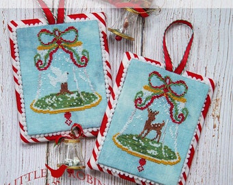 Counted Cross Stitch Pattern, Christmas at Grandma's 1, Christmas Ornaments, Bells, Dove, Little Robin Designs, PATTERN ONLY