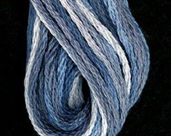 Valdani, 6 Strand Cotton Floss, M68, Blue Clouds, Embroidery Floss, Variegated Floss, Hand Dyed Floss, Wool Applique, Punch Needle