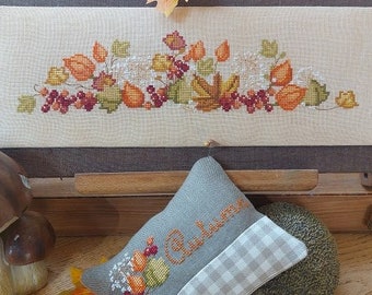 Counted Cross Stitch Pattern, Foglie d'Autunno, Autumn Leaves, Autumn Decor, Pumpkins, Pillows, Berries, Serenita di campagna, PATTERN ONLY