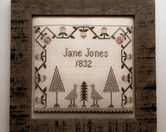 Counted Cross Stitch Pattern, Jane Jones 1832 Sampler, Miniature Sampler, Reproduction, Birgit Tolman, The Wishing Thorn, PATTERN ONLY